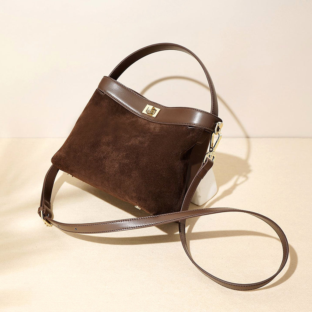 Vintage Genuine Leather Suede Handbag
