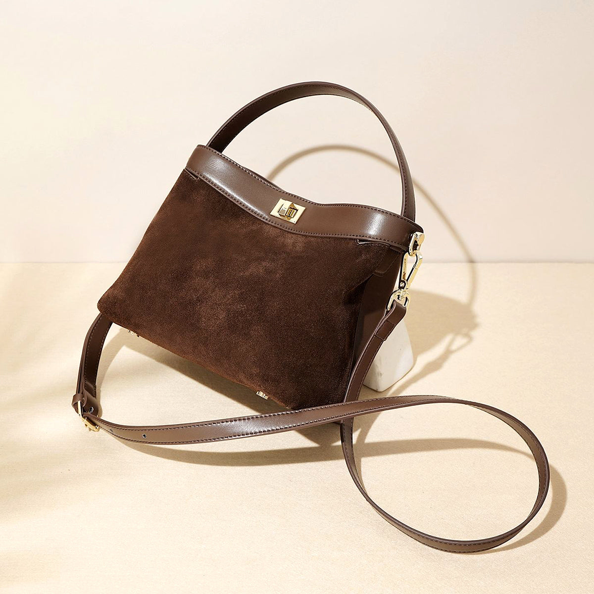 Vintage Genuine Leather Suede Handbag