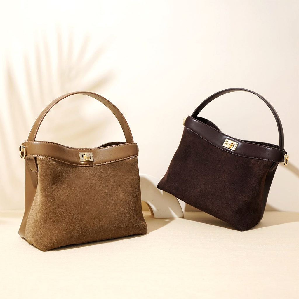 Vintage Genuine Leather Suede Handbag