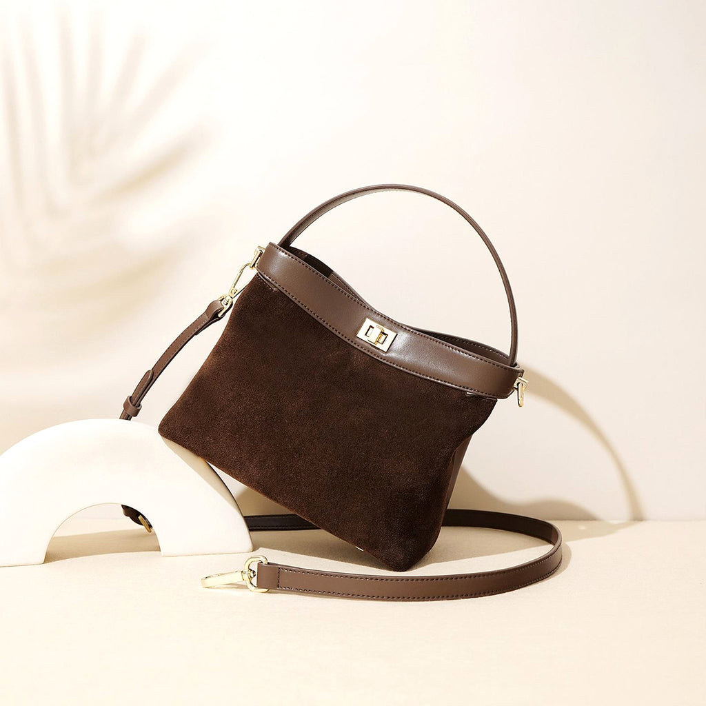 Vintage Genuine Leather Suede Handbag