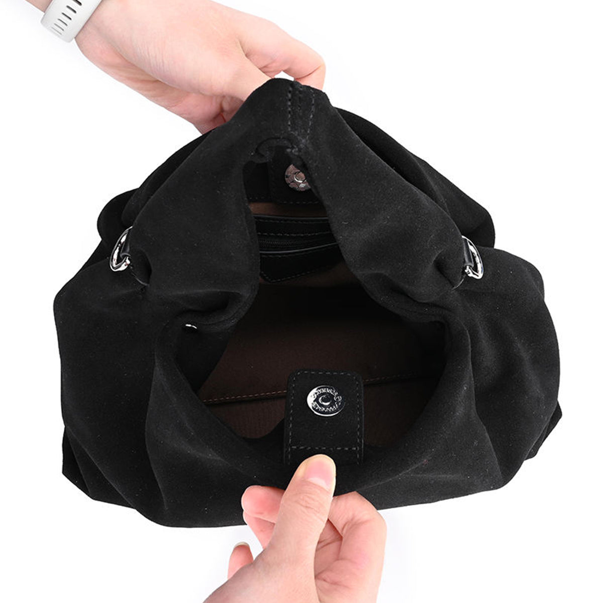 Suede Cowhide Leather Handbag