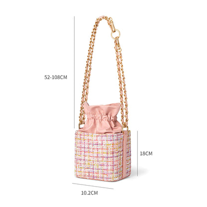 Elegant Tweed Drawstring Bucket Bag