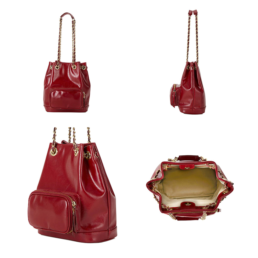 Trendy Red Bucket Bag