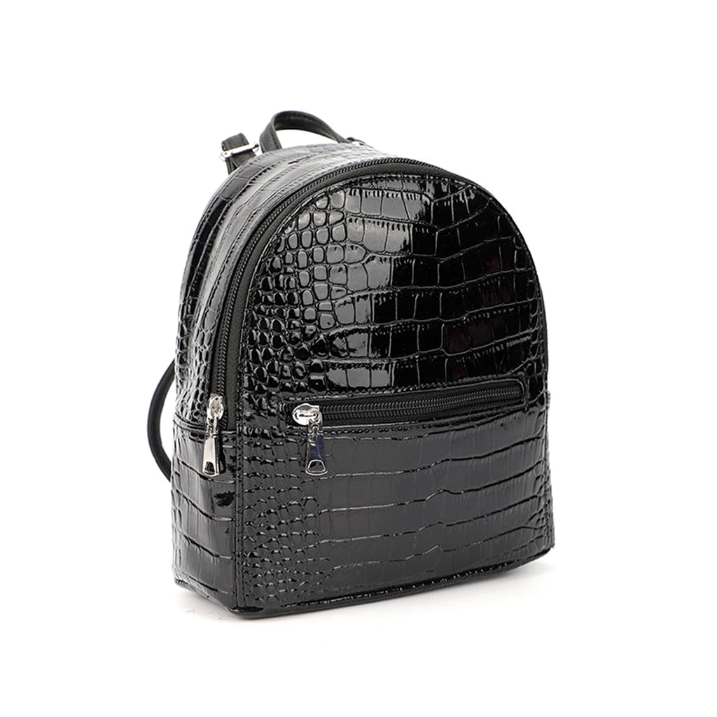 Women’s Crocodile-Pattern Mini Backpack