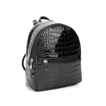 Women’s Crocodile-Pattern Mini Backpack