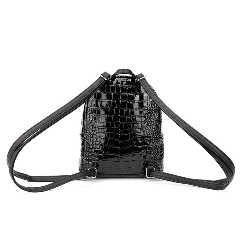 Women’s Crocodile-Pattern Mini Backpack