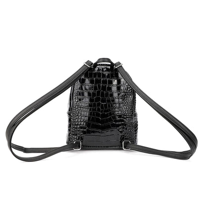 Women’s Crocodile-Pattern Mini Backpack