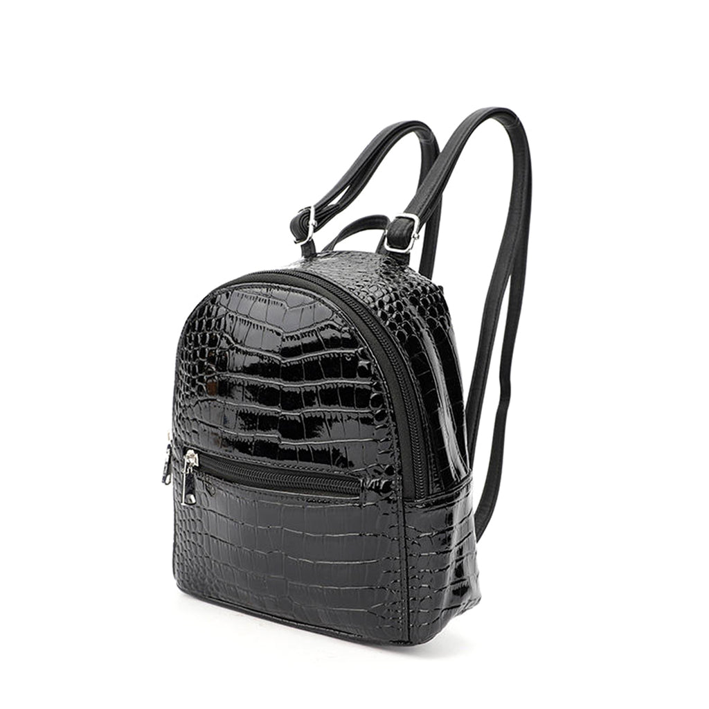 Women’s Crocodile-Pattern Mini Backpack