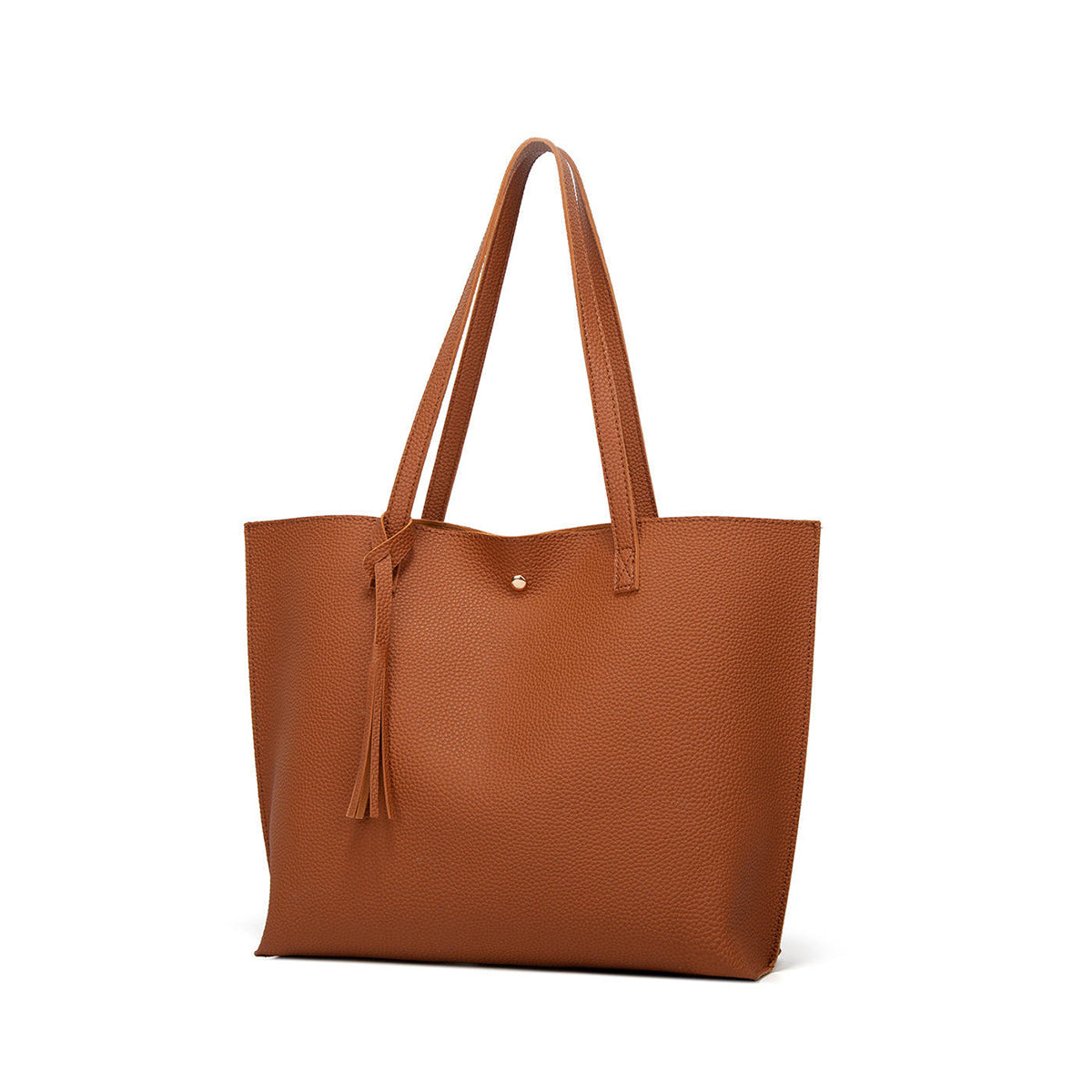 Solid Color Tassel Tote Bag
