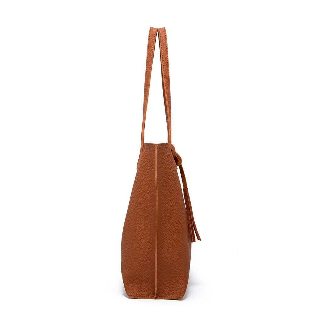 Solid Color Tassel Tote Bag