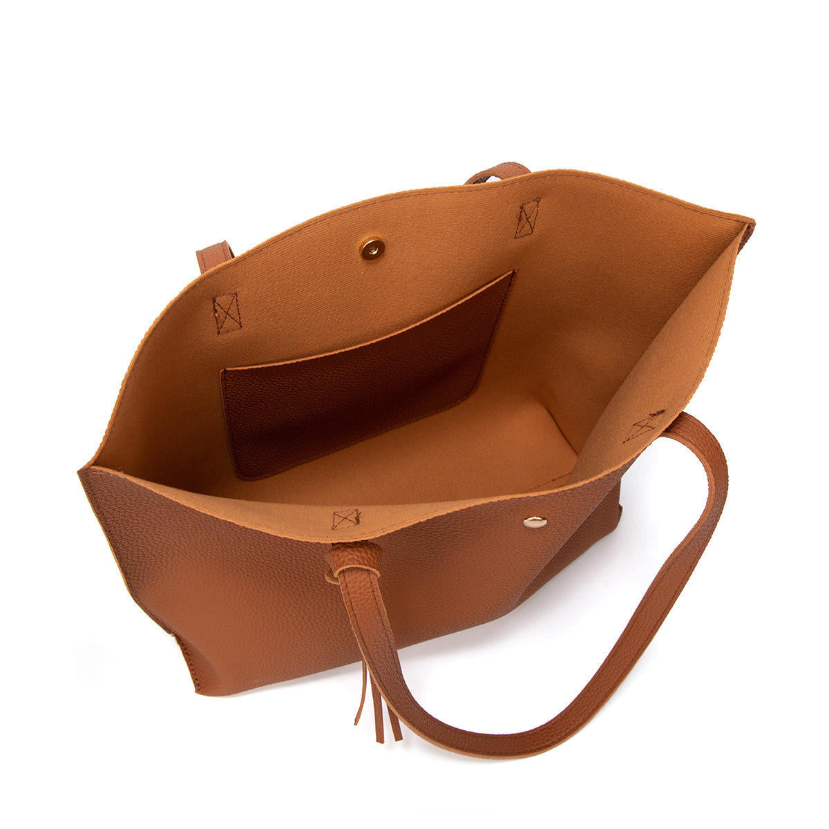 Solid Color Tassel Tote Bag