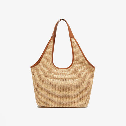 Woven Straw Beach Tote Bag