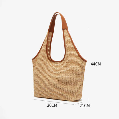 Woven Straw Beach Tote Bag